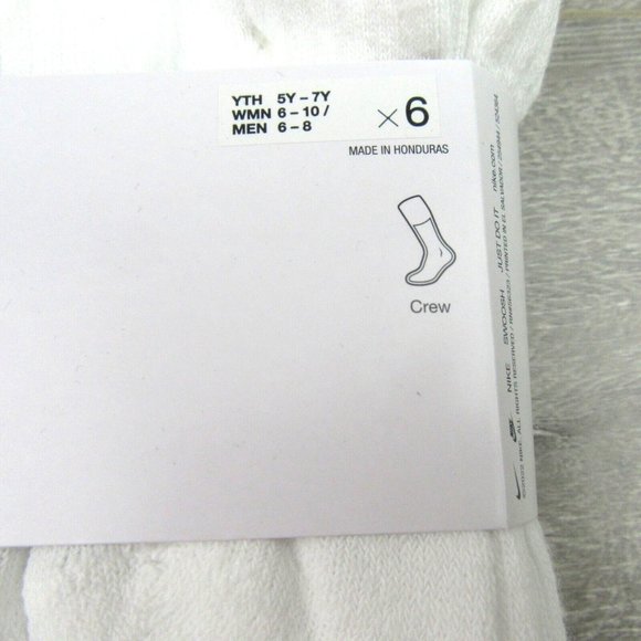 Nike Everyday Cushion Crew Socks White 6 Pack Women's 6-10 / Youth 5Y-7Y NEW - Picture 4 of 8
